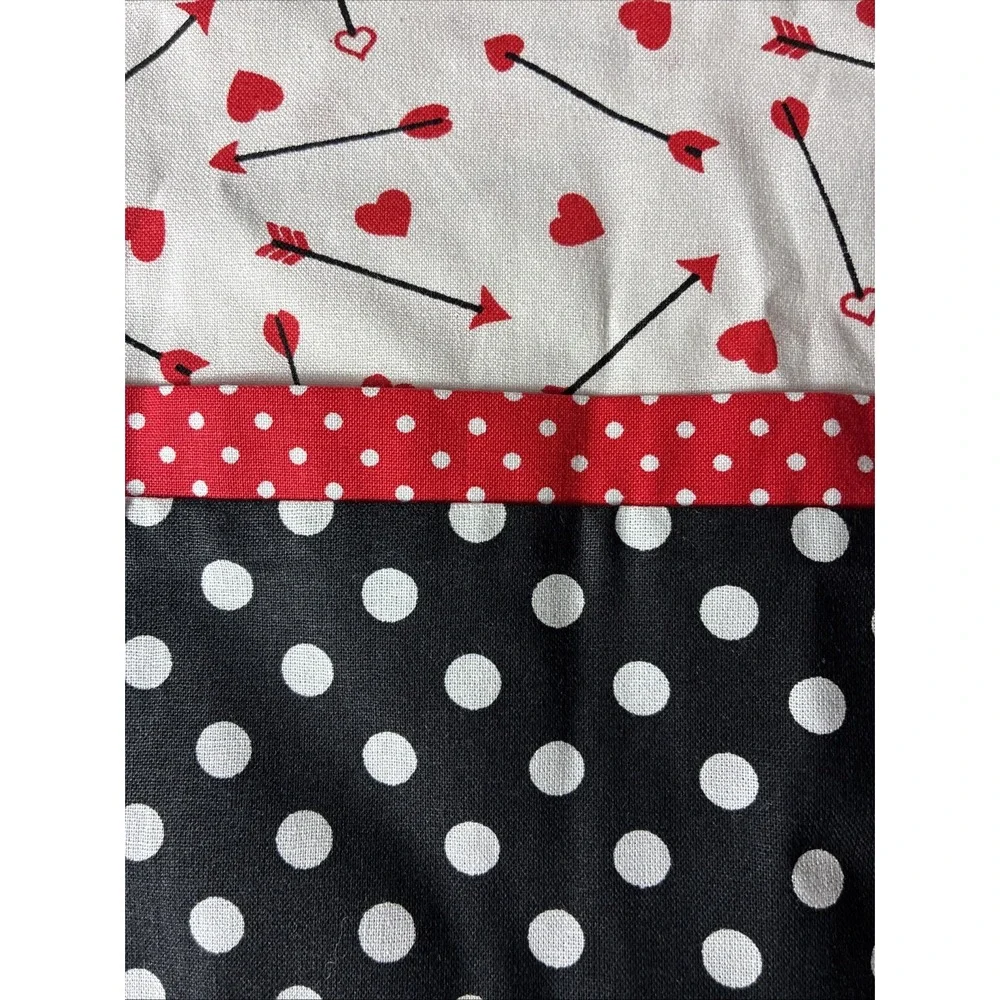 Valentine Hearts Red White Black Set of 2 Standard Pillowcases Homemade